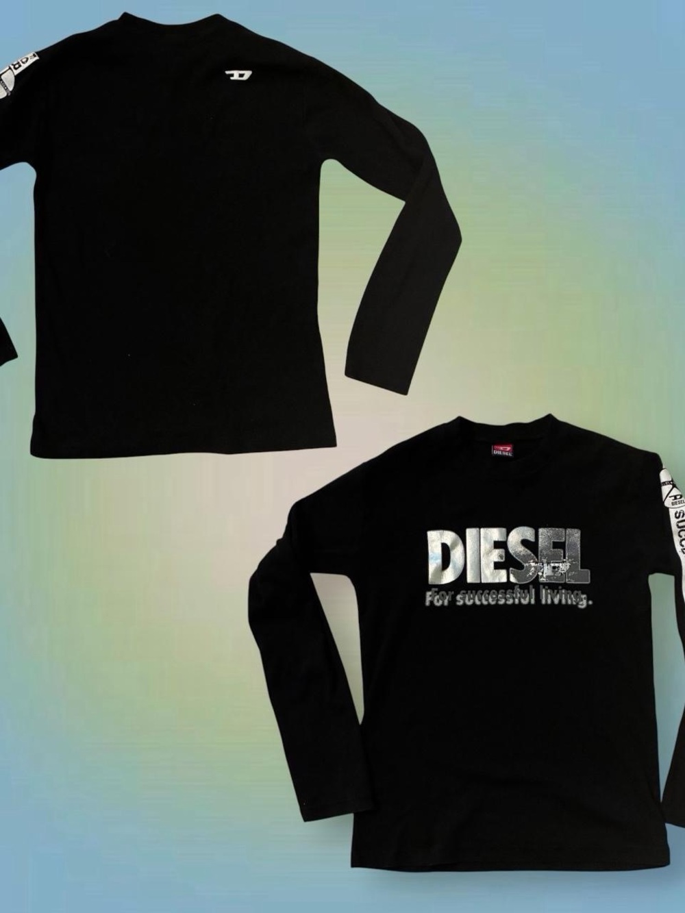 Diesel Black Long Sleeve Logo Tee